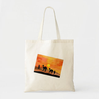 Hand-painted Desert Sunset Camel Tote Bag トートバッグ