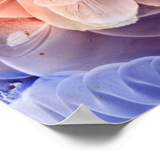 Hand Painted Fantasy Floral Art Glowing Abstract ポスター (角)