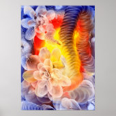 Hand Painted Fantasy Floral Art Glowing Abstract ポスター (正面)