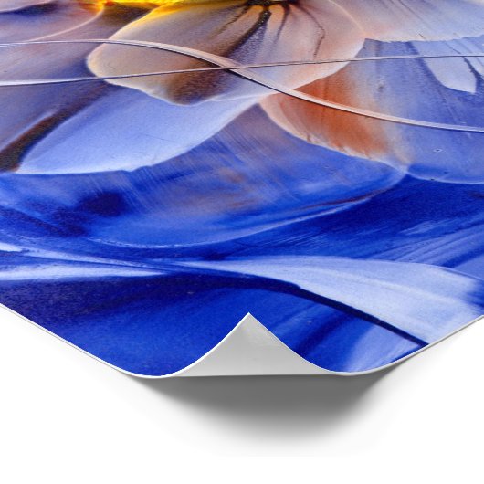 Hand Painted Floral Fantasy - Blue and Peach Bloom ポスター (角)