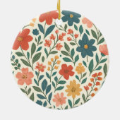 Hand-Painted Floral Pattern – Colorful Botanical  セラミックオーナメント (裏面)