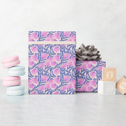 Hand Painted Floral Pattern Wrapping Paper Roll ラッピングペーパー (ベビーシャワー)