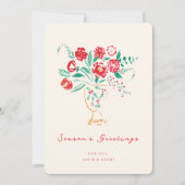 Hand Painted Floral Vase Holiday Greeting Card シーズンカード (正面)
