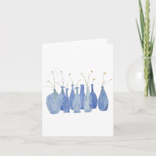 Hand Painted Flower Cobalt  Jar Bottle  カード (正面)