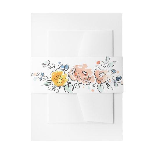 Hand Painted Garden Floral Wedding  招待状ベリーバンド (正面例)