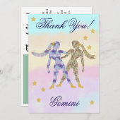 Hand-Painted Gemini Birthday Thank You サンキューカード (正面/裏面)
