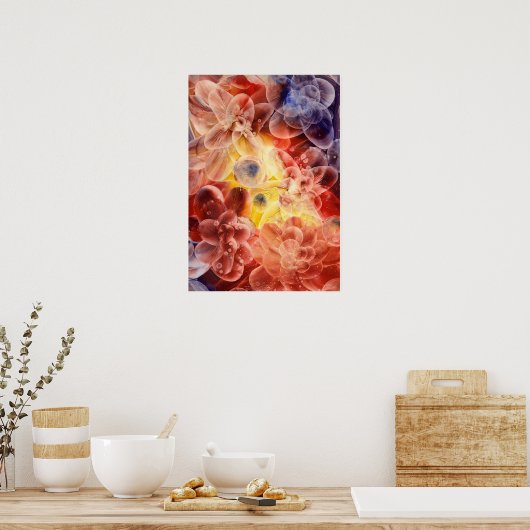 Hand Painted Gouache Floral Abstract ポスター (キッチン)