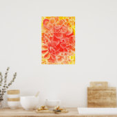 Hand Painted Gouache Flowers in Warm Sunset Colors ポスター (キッチン)