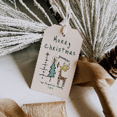 Hand Painted  Green Christmas Trees Reindeer ギフトタグ