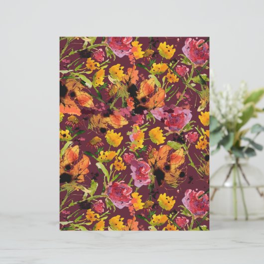 Hand-Painted Ink Florals Paper Sheet (スタンド正面)