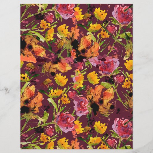 Hand-Painted Ink Florals Paper Sheet (正面)