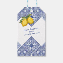 Hand-painted Italian Tiles Amalfi Blue & Lemons  ギフトタグ