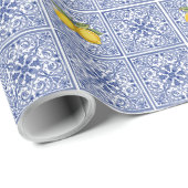 Hand-painted Italian tiles Amalfi blue & lemons ラッピングペーパー (ロールコーナー)