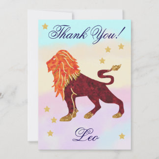 Hand-Painted Leo Birthday Thank You サンキューカード