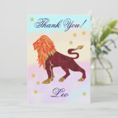 Hand-Painted Leo Birthday Thank You サンキューカード (スタンド正面)