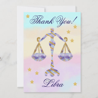 Hand-Painted Libra Birthday Thank You サンキューカード