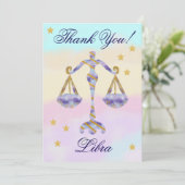 Hand-Painted Libra Birthday Thank You サンキューカード (スタンド正面)