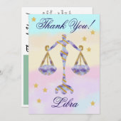 Hand-Painted Libra Birthday Thank You サンキューカード (正面/裏面)