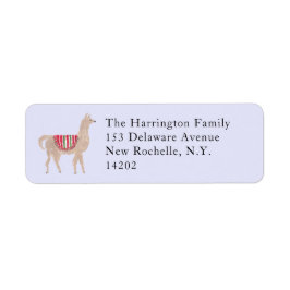Hand-Painted Llama Farm Blue Return Address Label ラベル