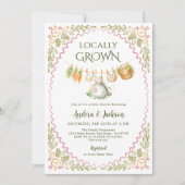 Hand Painted Locally Grown Baby Girl Shower 招待状 (正面)