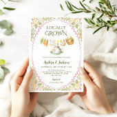 Hand Painted Locally Grown Baby Girl Shower 招待状
