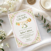 Hand Painted Locally Grown Baby Girl Shower 招待状