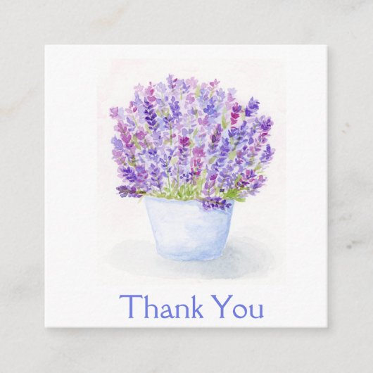 Hand-painted Loose Watercolor Lavender THANK YOU エンクロージャーカード (正面)