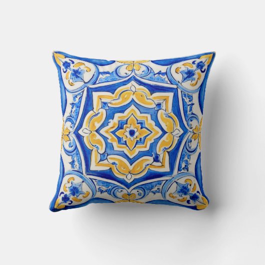 Hand-Painted Majolica Pattern クッション (裏面)