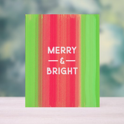Hand Painted Merry and Bright Green and Red アクリルサイン (ニュートラル)