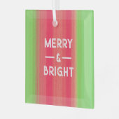 Hand Painted Merry and Bright Green and Red ガラスオーナメント (正面左)