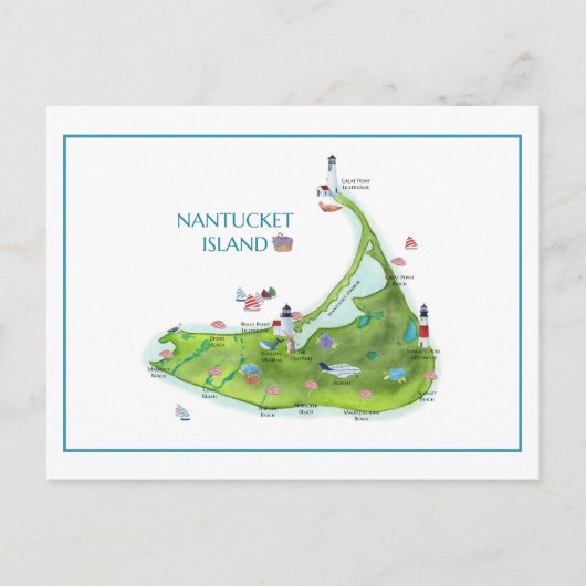 Hand Painted Nantucket Island ポストカード (正面)