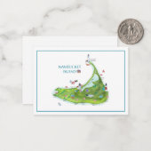 Hand Painted Nantucket Island Blank Flat ノートカード (正面/裏面インサイチュ)