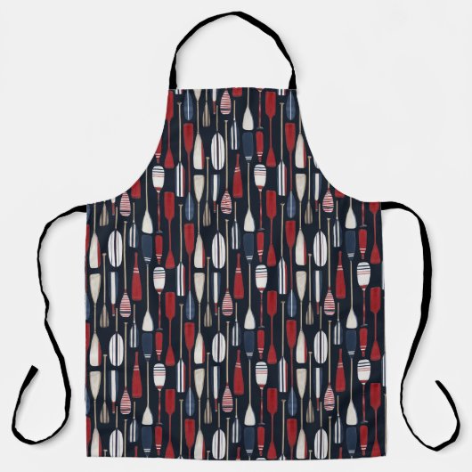 Hand Painted Nautical Vintage Boat Oars エプロン (正面)