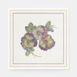 Hand-Painted Pansy Luncheon Napkins — Plum & Gold スタンダードランチョンナプキン