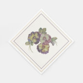 Hand-Painted Pansy Luncheon Napkins — Plum & Gold  スタンダードランチョンナプキン (角)
