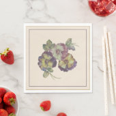 Hand-Painted Pansy Luncheon Napkins — Plum & Gold  スタンダードランチョンナプキン (インサイチュ)