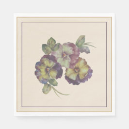Hand-Painted Pansy Luncheon Napkins — Plum & Gold スタンダードランチョンナプキン