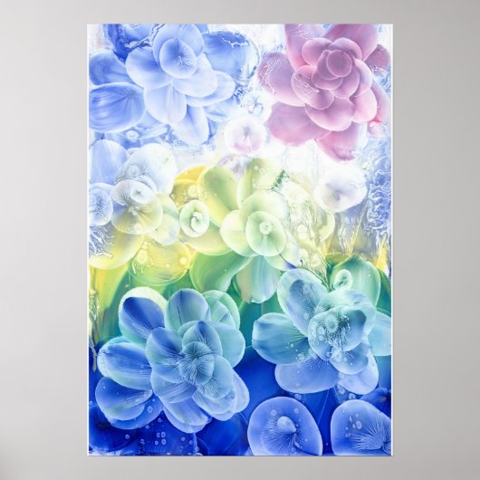 Hand Painted Pastel Floral Abstract in Gouache ポスター (正面)