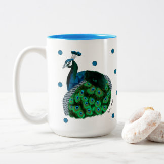 Hand-painted Peafowl Mug ツートーンマグカップ