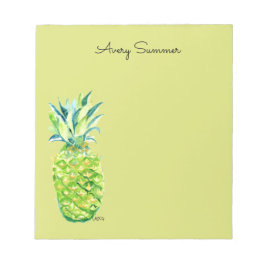 Hand-Painted Pineapple Green Grocery List ノートパッド