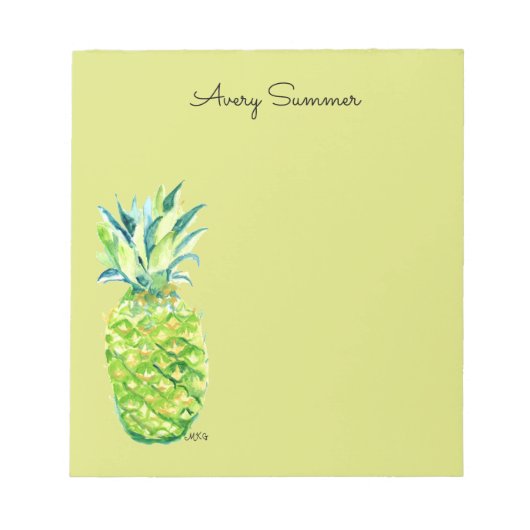 Hand-Painted Pineapple Green Grocery List       ノートパッド (正面)