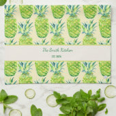 Hand-Painted PIneapple Personalized Buttercream キッチンタオル (折り畳み)