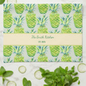 Hand-Painted PIneapple Personalized Watercolor キッチンタオル (折り畳み)