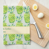 Hand-Painted PIneapple Personalized Watercolor キッチンタオル (四つ折り)
