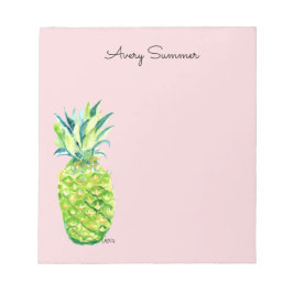 Hand-Painted Pineapple Pink Grocery List ノートパッド
