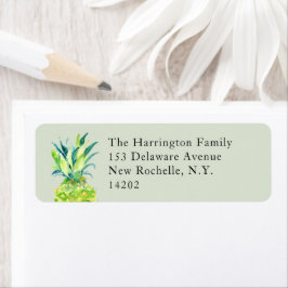 Hand-Painted Pineapple Sage Green Return Address ラベル