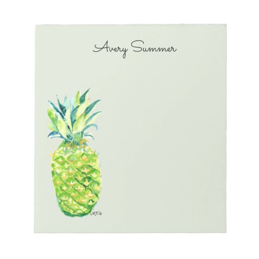 Hand-Painted Pineapple Sage Grocery List       ノートパッド (正面)
