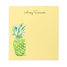 Hand-Painted Pineapple Yellow Grocery List ノートパッド