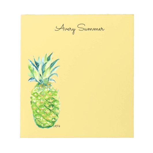 Hand-Painted Pineapple Yellow Grocery List       ノートパッド (正面)