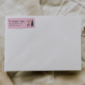 Hand Painted Pink Christmas Tree Reindeer Address ラベル